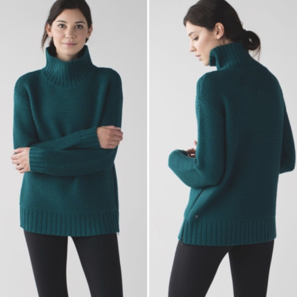 Lululemon Karma Kurmasana Sweater Heather Forage Teal Green